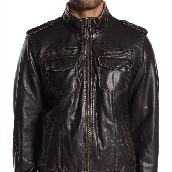 levi's faux leather & faux shearling bomber jacket - Picture 6 of 7